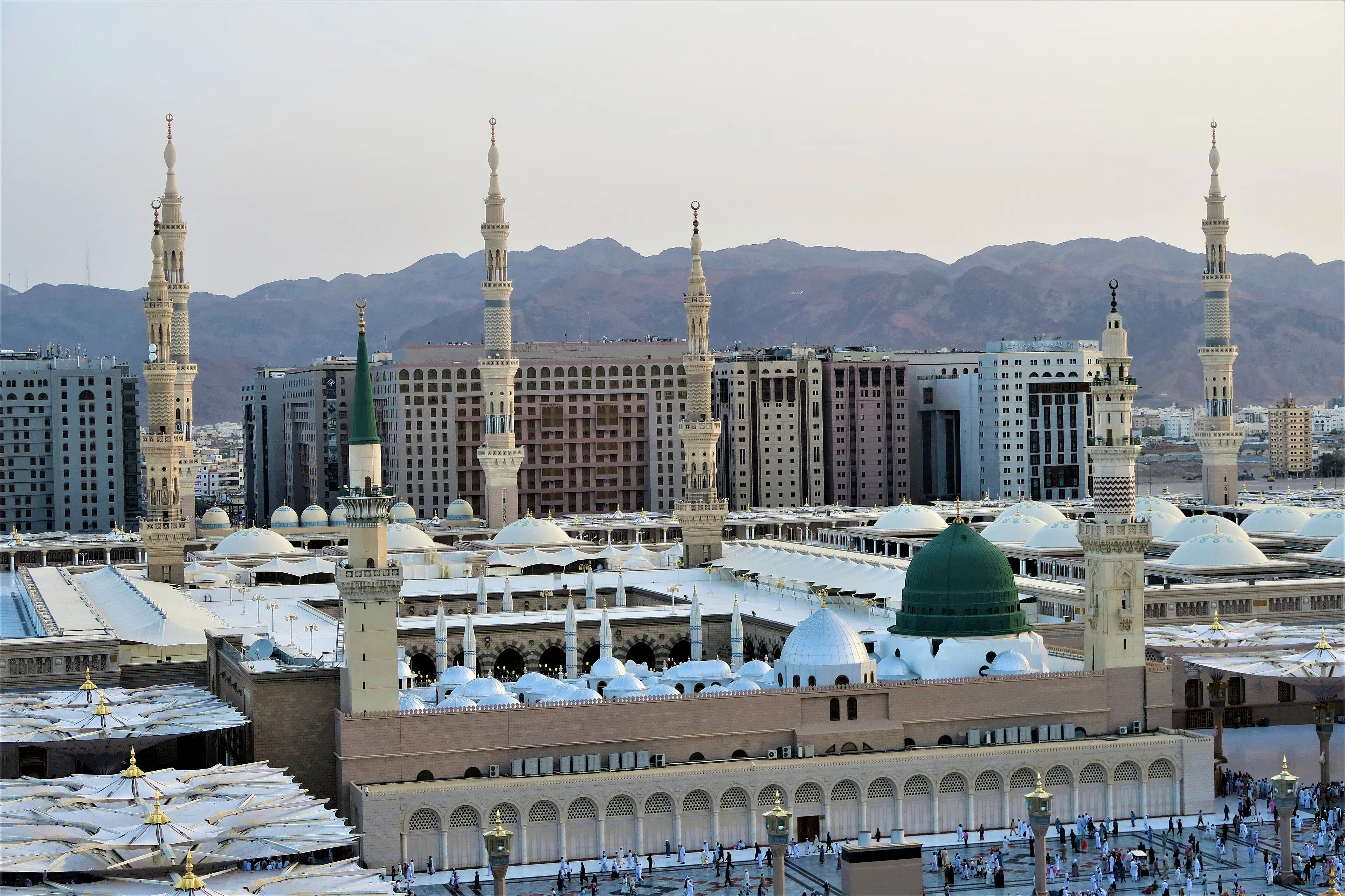 Aerial view of the Prophet's Mosque in Madinah